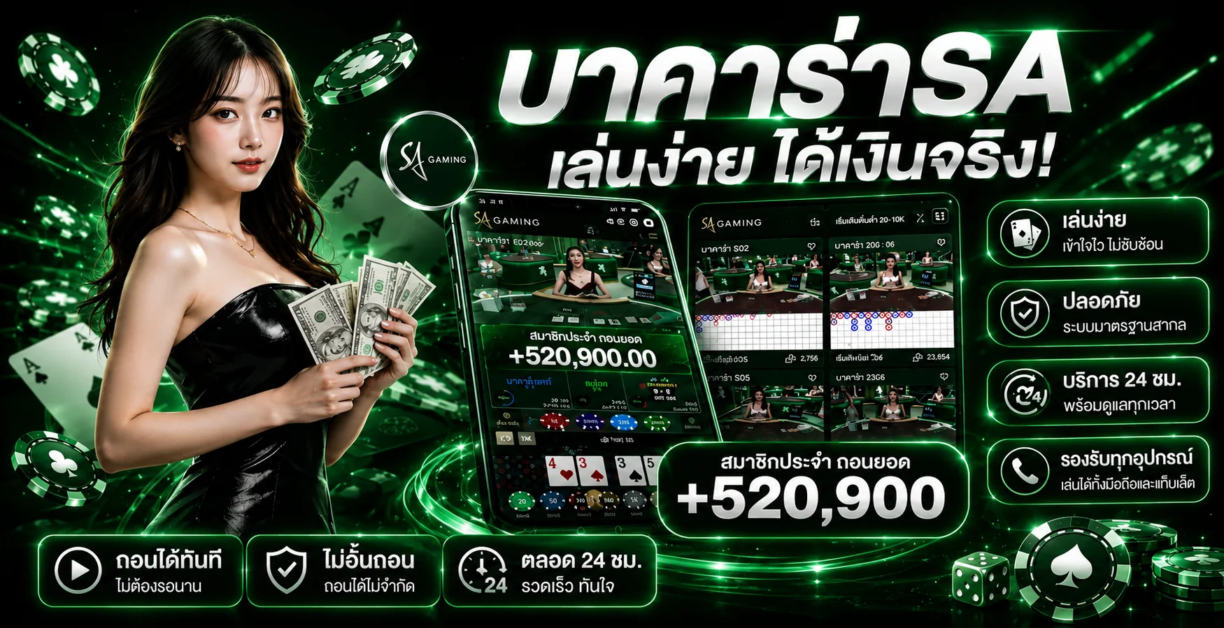 แบนเนอร์แนะนำหมวดคาสิโน GOAT9 โทนส้มดำ
